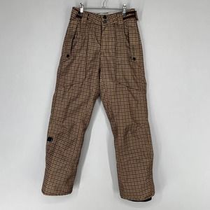 Billabong Kids Snow Pants Medium Brown Houndstooth Ski Youth Boys